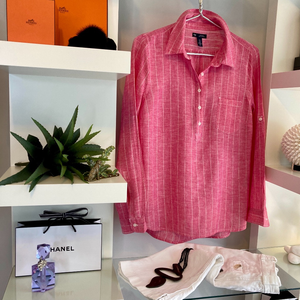 Gap Boyfriend Fit Linen Blend Shirt Nwot